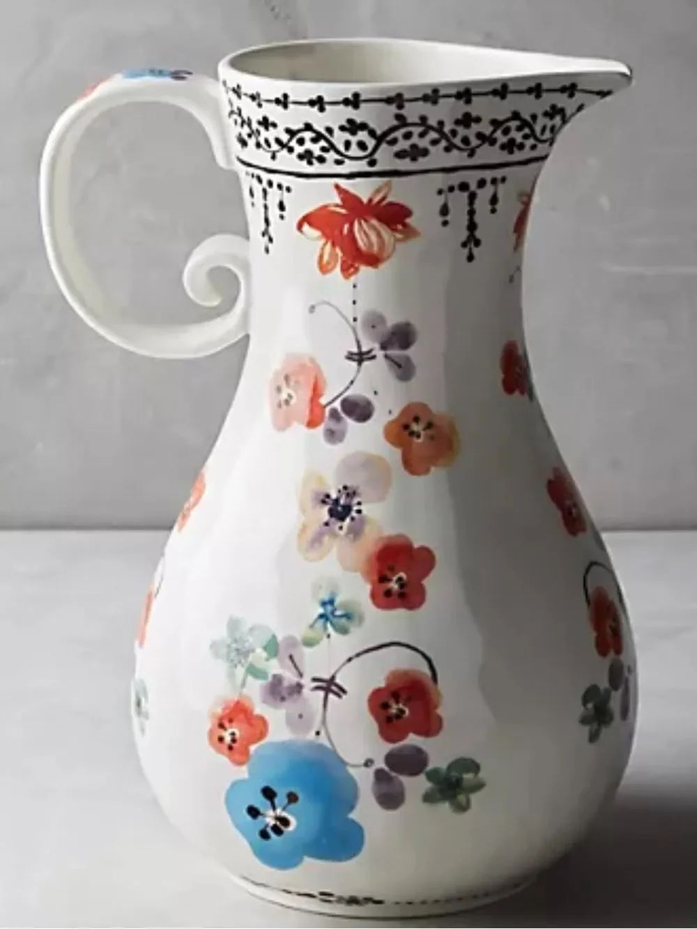 Anthropologie Isidre Geramica Large Pitcher Floral